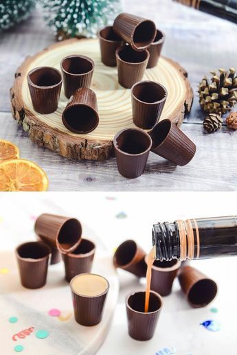 Satisfy your sweet tooth and get it a bit tipsy at the same time when you do shots from these decadent edible shooters. Shot Glass Desserts Recipes, Chocolate Shot Glasses, Chocolate Shot, Shot Glass Desserts, Charcuterie Party, Edible Cups, Cookie Shots, Chocolate Shots, Shots Alcohol