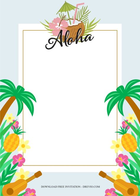 Aloha Birthday Invitation, Hawaiian Party Decorations Hawaii Theme Luau Birthday, Hawaiian Luau Party Ideas, Hawaii Invitation, Hawaiian Luau Party Invitations, Luau Birthday Party Invitations, Luau Party Ideas, Summer Theme Party, Hawaiian Invitations