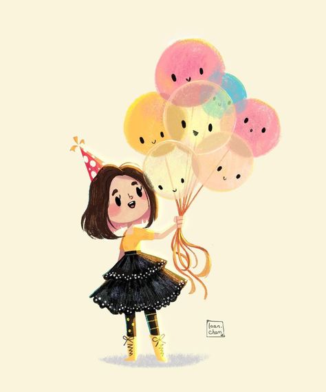 Laan 🌟 Illustrator on Instagram: “Happy Birthday to my balloons and me 🎈🎉 No matter how busy I am, I always try to do a little #birthdayart for myself 💚 and if you needed…” Going On A Walk, Happy Birthday Drawings, Happy Birthday Illustration, Old Birthday Cards, Birthday Illustration, Eid Cards, Crazy Hats, Happy Birthday Pictures, Character Design Sketches