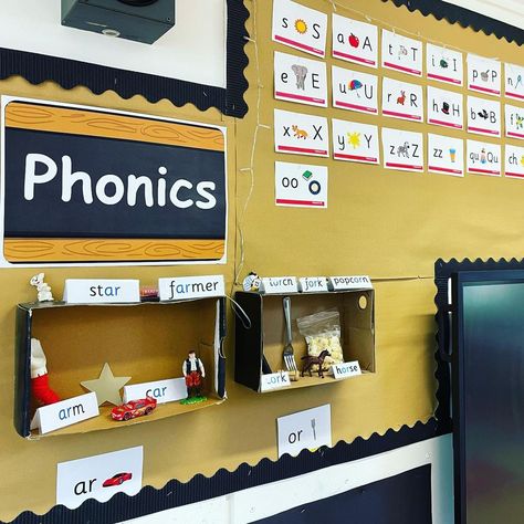 Little Wandle Phonics Display, Phonics Display Eyfs, Phonics Area Eyfs, Phonics Display Board, Phonics Area, Eyfs Phonics, Phonics Wall, Phonics Display, Ks1 Classroom