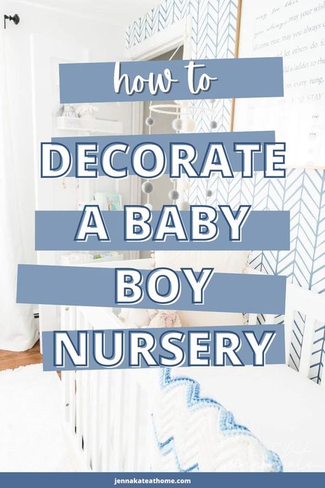 White Nursery With Blue Accents, Navy Blue And White Nursery, Baby Boy Wallpaper Nursery, Baby Blue Boy Nursery, Twin Boy Nursery Ideas, Baby Boy Bedroom Ideas Nurseries, Light Blue Nursery Boy, Boy Nursery Ideas Blue, Simple Boy Nursery