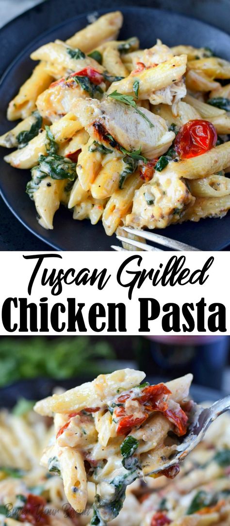 Grilled Chicken Pasta Recipes, Tuscan Grilled Chicken, Roasted Tomato Recipes, Grilled Chicken Pasta, Roasted Tomato Pasta, Tuscan Chicken Pasta, Easy Chicken Dinner Recipes, Tuscan Chicken, Pasta Dinners