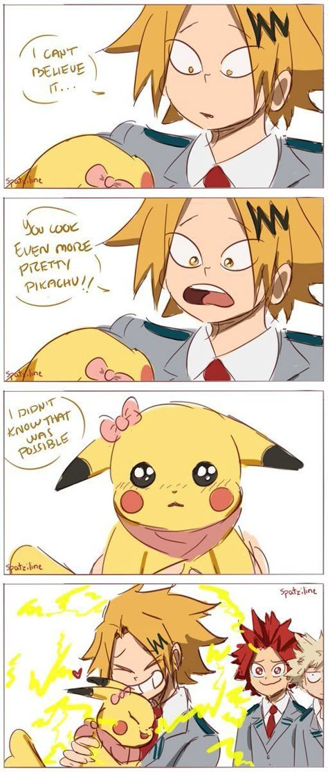 Kirishima As A Dad, Kaminari Pikachu, Bnha Kaminari, Kirishima X Kaminari, Mha Pokemon, Kirishima Kaminari, All The Pokemon, Human Pikachu, Pikachu Pikachu