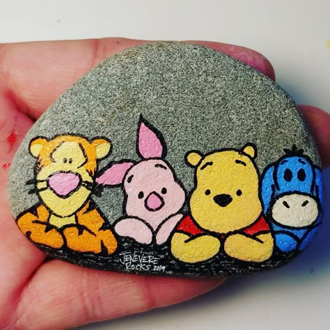 Jenevere Rocks on Instagram: “Winnie the Pooh & friends Painted with @pintar.artsupply paint pens. Sealed with art resin after picture was taken. This one is for a…” Billy B, Friend Painting, Diy Rock Art, Painted Rock Animals, Pooh And Friends, Posca Marker, Stone Art Painting, Painted Rocks Kids, Painted Rocks Craft