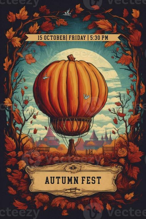 Autumn Fest Poster. Illustration AI Generative Fest Poster, Autumn Fair, Dance Poster, Poster Illustration, Youtube Banners, Fall Party, Party Poster, Logo Banners, Event Poster