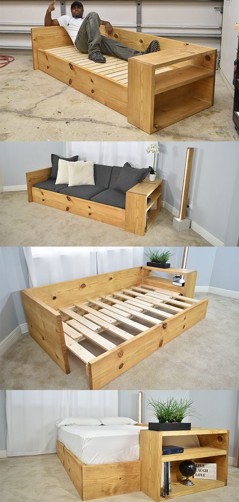 Diy Sofa Bed, Koti Diy, Furniture Cleaner, Couch Upholstery, Pallet Couch, Furniture Cheap, Upholstery Diy, Bed Plans, Diy Sofa