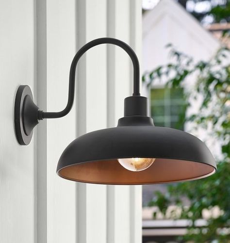 Outdoor Lighting | Rejuvenation Goose Neck Lighting, Backyard Resort, Lighting Exterior, Modern Fixtures, Light And Dwell, Interior Design Resources, Brass Wall Light, Deck Lighting, Outdoor Light Fixtures