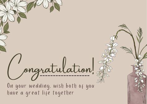 Looking for the perfect wedding congratulation card template? Look no further! Our customizable templates allow you to create a personalized and heartfelt message for the happy couple. Choose from a variety of designs and styles to match your unique taste. Congratulations Card Wedding, Wedding Congratulations Card Messages, Wedding Greetings Wishes, Wedding Messages Congratulations, Congratulations For Wedding, Wedding Congratulations Quotes, Wedding Congratulations Wishes, Happy Wedding Card, Happy Wedding Wishes