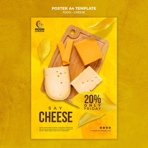 Free PSD | Delicious cheese poster template Cheese Advertising, Cheese Wallpaper, Cheese Poster, Cute Minions Wallpaper, Cafe Icon, Sliced Cheese, Cheese Design, Cheese Packaging, Cheese Brands