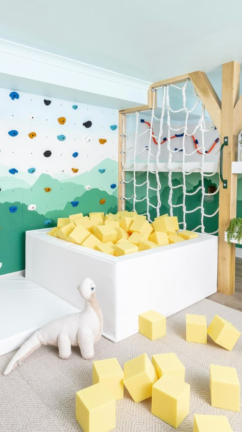 Foam Pit, Small Playroom, Diy Mural, Basement Playroom, Foam Panels, Sensory Room, Playroom Design, Color Palette Bright, Play Spaces