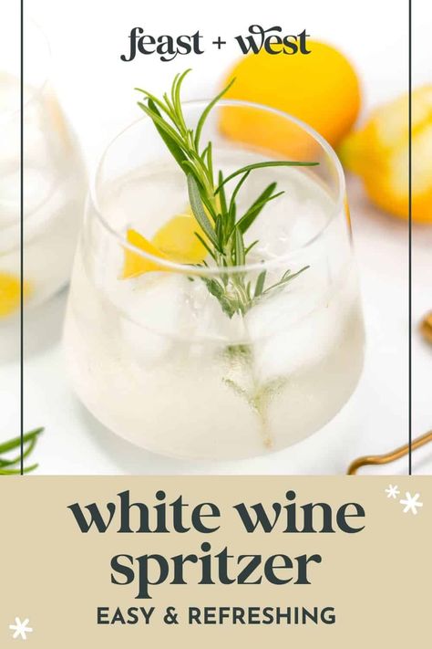 Effervescent and crisp, spritzers offer a cool respite from summer heat, so they’re perfect for hot summer days. https://feastandwest.com/2014/03/21/spring-spritzer/ White Wine Drink, Spritzer Drink, Wine Spritzer Recipe, White Wine Cocktail, Wine Recipes Drink, Summer Entertaining Recipes, White Wine Spritzer, Sparkling Wine Cocktails, Wine Cocktail Recipes