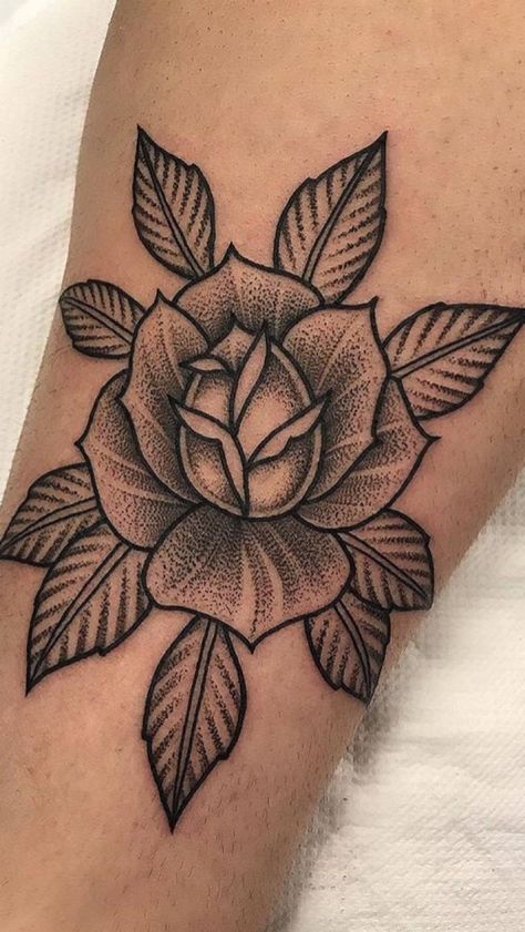 Rose Stipple Tattoo, Pepper Shading Tattoo Design, Shade Work Tattoo, Tattoos With Dot Shading, Shade Tattoo Designs, Traditional Mandala Flower Tattoo Design, Minimal Shading Tattoo, Dotwork Shading Tattoo, Rose Shaded Tattoo