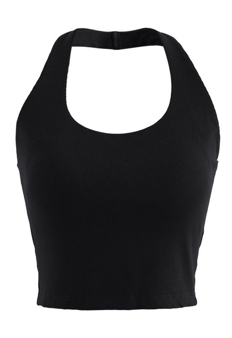 Baddie Tops, Neck Strap Top, Black Backless Top, Black Party Tops, Black Halter Top, Backless Crop Top, Black Crop Top, Black Halter, Halter Tops