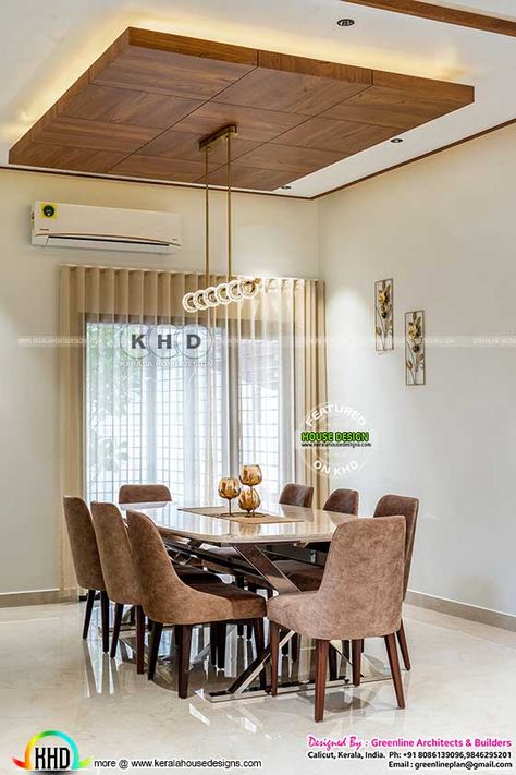 Colonial home dining room vertical photograph Wooden False Ceiling Design For Dining, Dining Wooden Ceiling Design, Celling Wooden Design, Wooden Down Ceiling Design, Dining Table False Ceiling Design, Fall Ceiling For Dining Area, Dining Table Ceiling Design, Dining Room False Ceiling Design, Dining False Ceiling Design