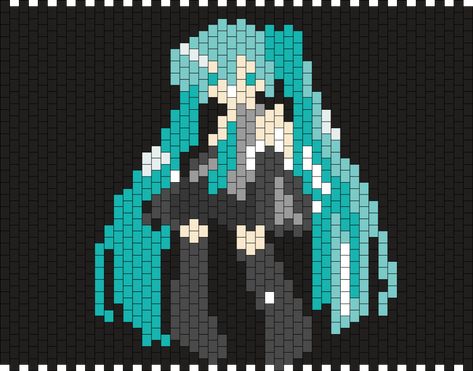 Miku Kandi, Kandi Mask, Kandi Cuff Patterns, Pony Bead Projects, Kandi Cuffs, Kandi Cuff, Pixel Art Templates, Pony Bead Patterns, Kandi Patterns