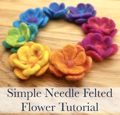 Needle Felted Flowers, Felt Flower Tutorial, Felted Flowers, Remembrance Day Poppy, Felt Flowers Diy, Needle Felting Diy, Wet Felting Projects, Flowers Craft, Felted Wool Crafts