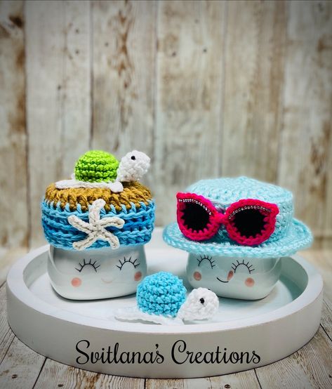 Excited to share this item from my #etsy shop: Turtle On The Beach Marshmallow Mug Hat | Rae Dunn | Spring Decor | Tiered Tray Decor | Summer | Sunglasses Summer Hat | Ocean | Hot Pink Sunglasses, Rae Dunn Spring, Marshmallow Hats, Crochet Topper, Marshmallow Crafts, Marshmallow Mug Hats, Marshmallow Mugs, Tiered Tray Diy, Johanna Parker