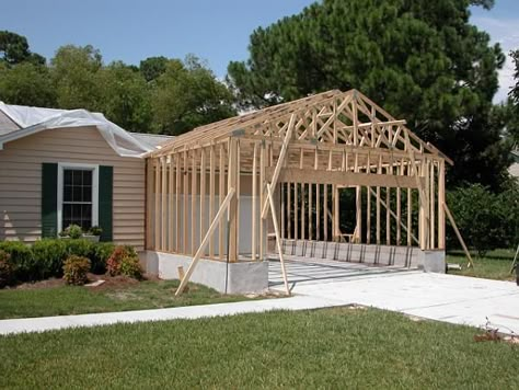 Garages - Pettinato Construction, Inc. - Gulf Breeze, FL Garage Addition To Front Of House, Adding Garage To Front Of House, Extending Garage Forward, Add On Garage To House, Doublewide Renovation, Garage Addition Ideas Attached, Add On Garage, Flat Roof Shed, Build Garage