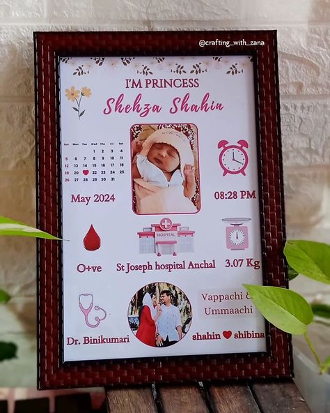 Baby Birth Detail frame Dm for orders🤍 @crafting_with_zana #baby#babyframe#love#birthseries#birthday#memories#life#mother#customised#giftss#birthframe Baby Birth Details Frame, Baby Details Frame, Birth Details Frame, Baby Birth Frame, Baby Memory Frame, Birth Frame, Baby Books Diy, Books Diy, Best Friend Quotes Meaningful