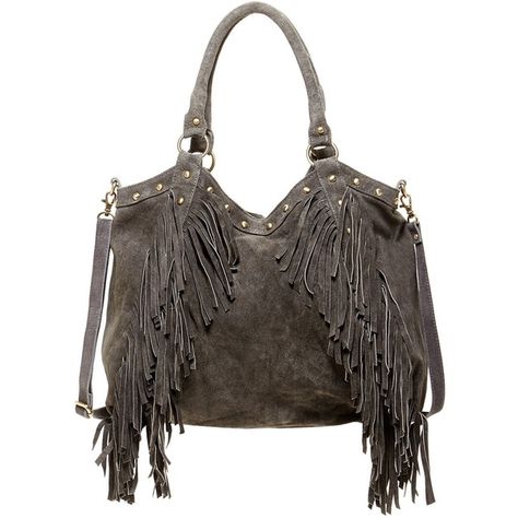 RAJ Nikki Suede Fringe Tote found on Polyvore featuring polyvore, fashion, bags, handbags, tote bags, grey, studded tote bag, suede fringe purse, studded purse and zippered tote Boho Essentials, Pretty Purses, Fringe Handbags, Studded Purse, Grey Tote, Fringe Purse, Suede Handbags, Zip Tote, Handbags Tote