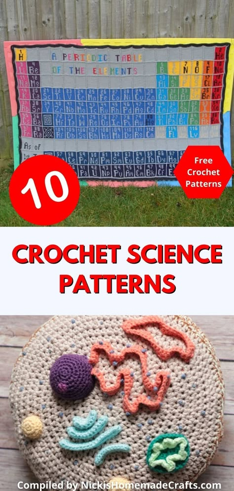 Physics Crochet Pattern, Crochet Periodic Table Blanket, Things To Crochet Your Grandma, Neuron Crochet Pattern, Crochet Science Pattern Free, Crochet Science Pattern, Crochet Periodic Table, Crochet Anatomy Pattern Free, Free Crochet Printables