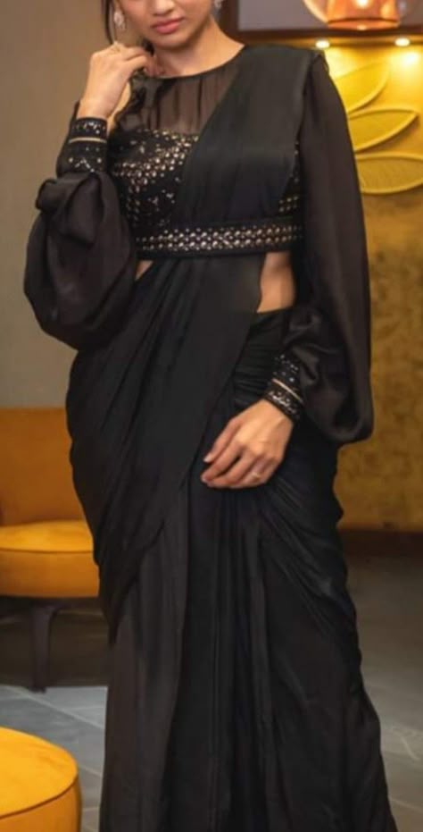 Black Ready To Wear Saree, Pant Saree, Asian Wedding Dress Pakistani, Sarees For Girls, Simple Saree Designs, Bridesmaid Saree, New Saree Blouse Designs, Fancy Sarees Party Wear, Modern Saree