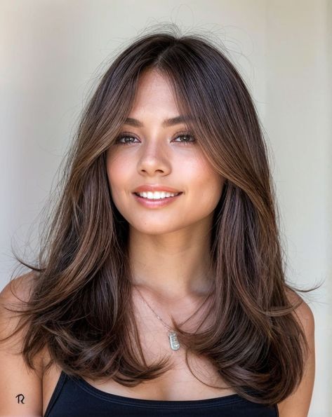 Straight Layered Haircuts Medium, Light Layers Haircut Medium, Modern Layered Haircuts, Dream Haircut, Medium Hairstyles For Women, Haircuts With Layers, Medium Length Hair With Bangs, Haircuts For Medium Length Hair, Brown Hair Inspo