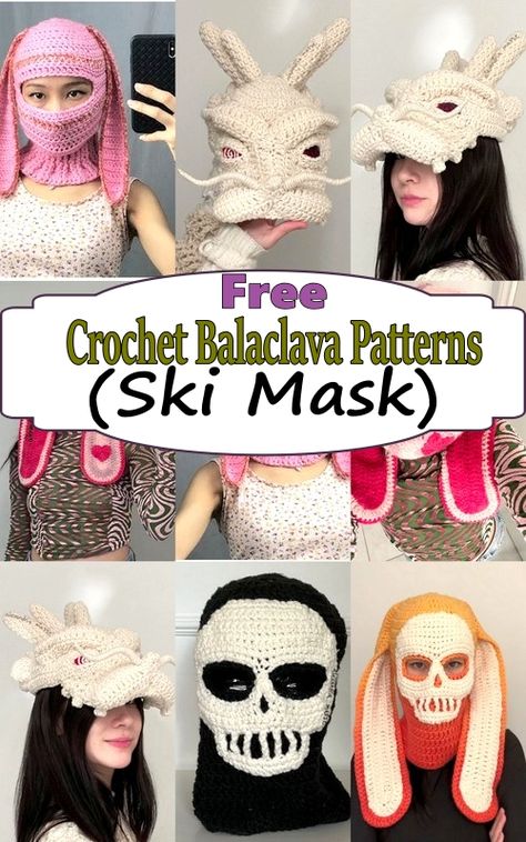 Mask Crochet Pattern Free, Crochet Skull Ski Mask, Crochet 3 Hole Ski Mask Free Pattern, Crochet Halloween Mask Free Pattern, Crochet Corn Ski Mask, Beginner Crochet Balaclava, Crochet Hat With Face Mask Free Pattern, Cute Balaclava Crochet, Baklava Crochet Pattern