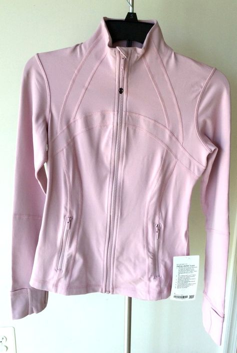 Lululemon Jacket With Sweatpants, Lulu Zip Up, Good Things For Christmas List, Pink Polo Jacket, Lululemon Sweater Outfit, Lulu Lemon Pink Jacket, Light Pink Lululemon Jacket, Lulu Lemon Define Jacket Pink, Pink Preppy Clothes