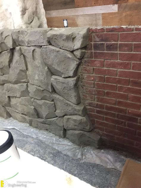 How To Make Artificial Rocks For Wall | Engineering Discoveries Fake Rock Wall, Faux Rock Walls, Pond Deck, Fake Stone Wall, Artificial Stone Wall, Diy Stone Wall, Kleiner Pool Design, Faux Stone Walls, Artificial Rocks