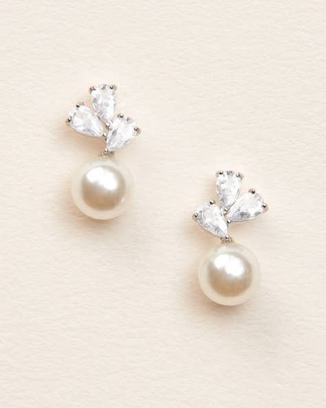 Meadow Pearl Earrings - Shop Stud Earrings | Dareth Colburn Pearl Drop Bridal Earrings, Wedding Earrings Pearl, Drop Bridal Earrings, Vine Headband, Pearl Drop Earrings Bridal, Earrings Pearl Drop, Pearl Bridal Earrings, Bridal Tops, Pearl Earrings Wedding