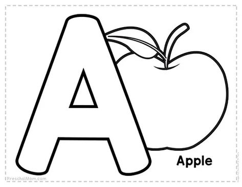 Alphabet Coloring Pages - Preschool Mom Free Preschool Printables Alphabet, Letter A Printable, Letter A Coloring Pages, Coloring Letters, Preschool Mom, Kindergarten Coloring Pages, Abc Coloring Pages, Coloring Worksheets, Preschool Alphabet