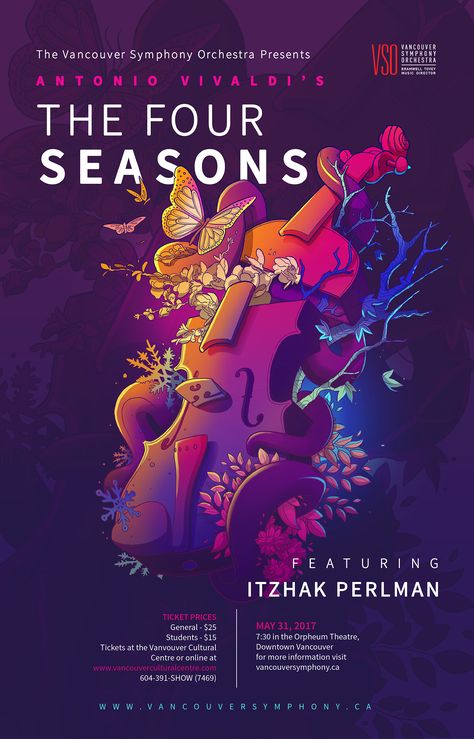 Vivaldi's The Four Seasons Concert Poster Illustration on Behance Concert Poster Design, Trendy Music, Music Concert Posters, Desain Editorial, Music Festival Poster, 타이포그래피 포스터 디자인, Music Poster Design, Event Poster Design, Poster Illustration