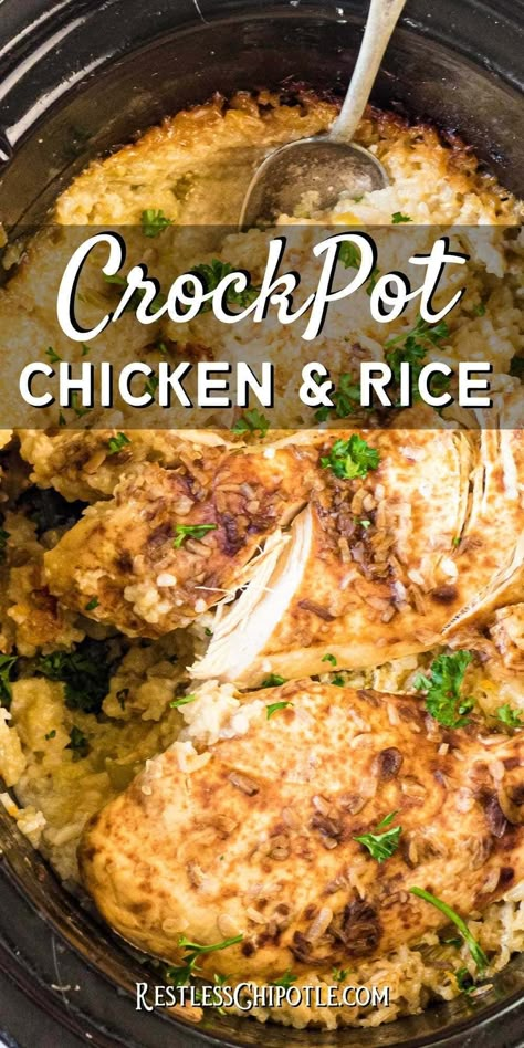 Crockpot Chicken Ideas For Dinner, Meals With Chicken Crockpot, Slow Cooker Recipes Chicken And Rice, Easy Crock Pot Chicken And Rice, Crockpot Meals Chicken And Rice, Crock Pot Chicken Rice Recipes, Crockpot Chicken With Rice Recipes, Crockpot Chicken Recipes With Rice, Chicken And Rice Crock Pot Meals