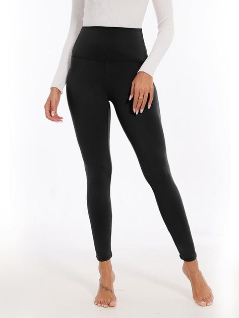 Yutdeng High Waisted Leggings for Women Soft Stretchy Pants Thermal Fleece Lined Leggings Tummy Control Trousers Solid Winter Warm Tights for Gym Yoga Sports Running Fitness,Black,M-L : Amazon.co.uk: Fashion Fleece Lined Leggings, Warm Tights, Lined Leggings, Sport Tights, Stretchy Pants, Leggings For Women, Sports Running, Running Fitness, Gym Yoga