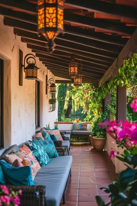 Spanish Style Front Porch Ideas: My Top Picks Spanish Entrance Front Entry, Spanish Style Outdoor Patio Ideas, Spanish Porch Ideas, Saltillo Tile Porch, Mediterranean Front Porch Ideas, Front Patio Ideas Entryway, Spanish Style Front Porch, Spanish Style Front Yard, Spanish Front Porch