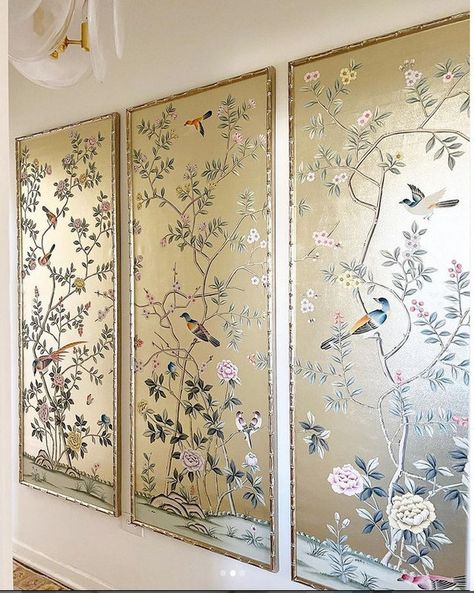 chinoiseriedecor - Etsy Canada Chinoiserie Panels, Handmade Wallpaper, Champagne Wall, Chinoiserie Wall, Hand Painted Wallpaper, Silk Wallpaper, Chinoiserie Wallpaper, Framed Wallpaper, Metallic Wallpaper