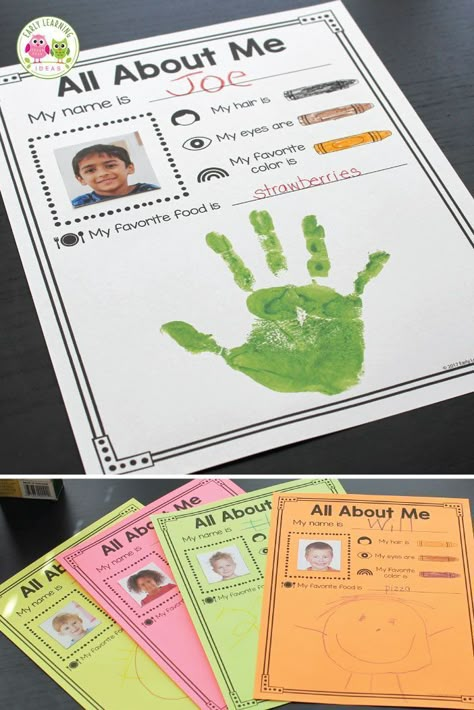 Preschool All About Me, All About Me Unit, All About Me Preschool Theme, Me Preschool Theme, All About Me Theme, All About Me Preschool, All About Me Activities, About Me Activities, First Day Of School Activities