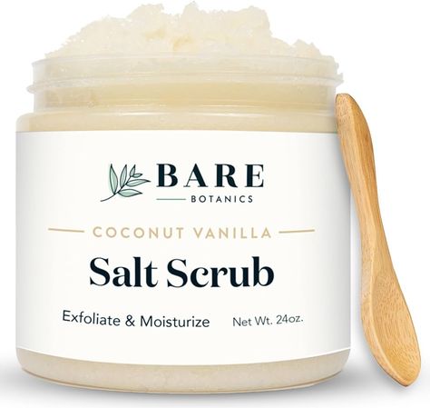 Bare Botanics Natural Body Scrub (Coconut Vanilla) – Gentle Exfoliator & Super Moisturizer | Includes a Wooden Spoon | No Synthetic Fragrances, No Nut Oils, Ready to Gift | Net Weight 24oz : Amazon.co.uk: Beauty Vanilla Body Scrub, Vanilla Scrub, Natural Body Scrub, Sea Salt Scrubs, Coconut Coffee, Exfoliating Body Scrub, Sugar Body, Sugar Body Scrub, Affordable Skin Care