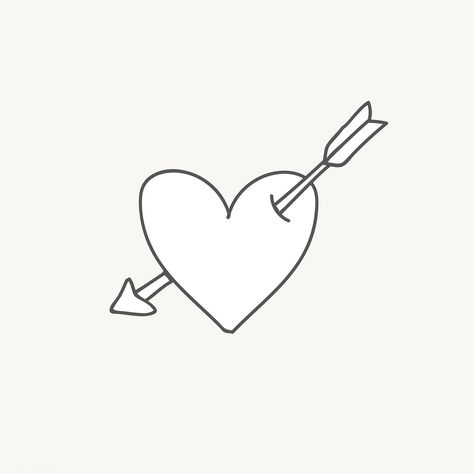 Heart pierced by an arrow vector | free image by rawpixel.com / wan Heart Bow And Arrow Tattoo, Arrow Through Heart Tattoo, Heart With Arrow Drawing, Cupid Arrow Tattoo, Arrow Heart Tattoo, Heart With Arrow Tattoo, Heart And Arrow Tattoo, Bowen Arrow, Valentine Tattoo