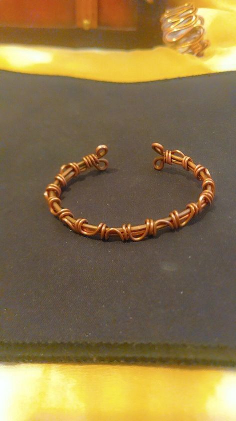 Wrapped Copper Cuff Bracelet - Etsy Cooper Jewelry Handmade, Wire Wrapped Cuff Bracelet, Copper Bracelets Handmade, Wire Wrap Bracelet Tutorial, Copper Bangles, Handmade Copper Bracelet, Wrap Bracelet Tutorial, Metal Jewelry Making, Wire Jewelery