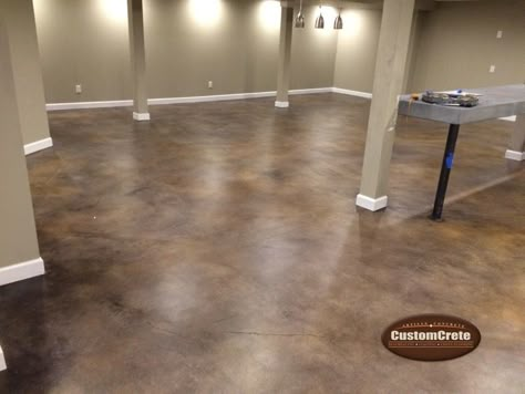 CustomCrete | Stained Concrete Floors | St. Louis, MO Scored Stained Concrete Floors, Water Based Stained Concrete Floors, Concrete Floor Stain Colors, Stained Concrete Floors Colors, Stained Concrete Floors In House, Brown Stained Concrete Floors, Stained Concrete Floors Living Room, Stained Concrete Floors Farmhouse, White Concrete Floors