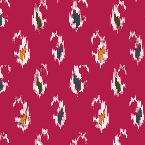 Ikat Art, Ikat Pattern Fabric, Ajrakh Pattern, Pattern Design Inspiration, Textile Pattern Design, Ikat Design, Flower Pattern Design, Ikat Print, Ikat Pattern