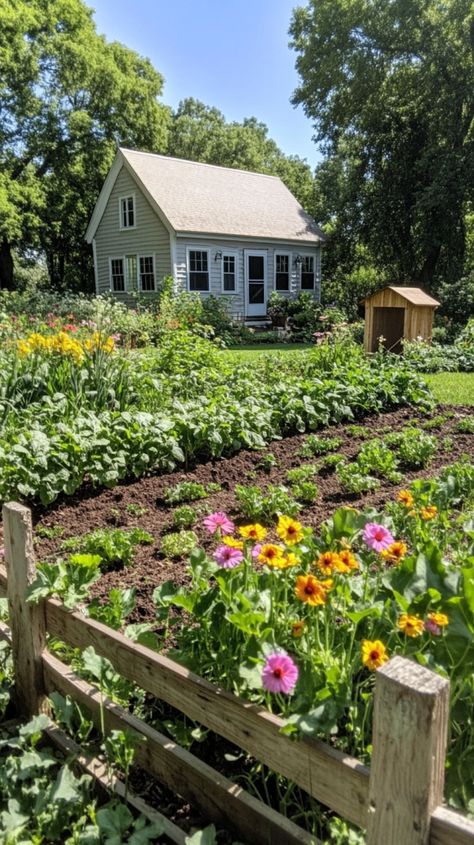 homesteading Growing Up On A Farm Aesthetic, Tiny Homestead Layout, Owning Land Aesthetic, Farm Vision Board, Mini Farm Aesthetic, Homestead Mom Aesthetic, Self Reliant Living, Self Sufficient Living Aesthetic, Backyard Flower Farm