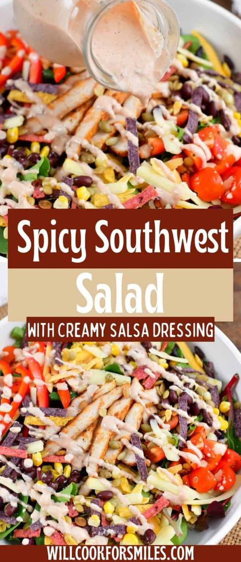 Spicy Salsa Salad Dressing, Salsa Dressing For Salad, Best Mexican Salad Recipes, Chic Fil A Southwest Salad Recipe, Copycat Chick Fil A Creamy Salsa Dressing, Chick Fil A Creamy Salsa Dressing, Chick Fil A Salads, Creamy Salsa Dressing Chick Fil A Recipe, Spicy Southwest Salad Chick Fil A