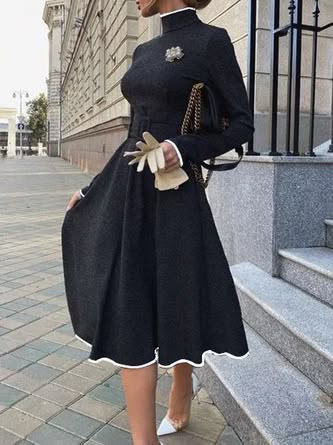 Fashion Elegant Style bestsellers Online Shopping | stylewe Solid Midi Dress, Fashion Black And White, Afrikaanse Mode, Midi Dress Formal, Elegant Coats, Long Sleeve Dress Formal, Fitted Midi Dress, Turtleneck Long Sleeve, Dresses By Length