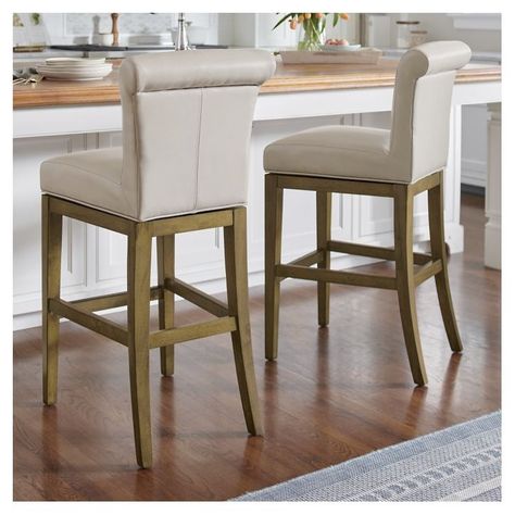 Corinne Swivel Bar & Counter Stool Counter Stools With Backs, Gray Counter, Island Chairs, Island Stools, Bar Stools Kitchen Island, Stools For Kitchen Island, Leather Counter Stools, Modern Kitchen Island, Bar Stools With Backs