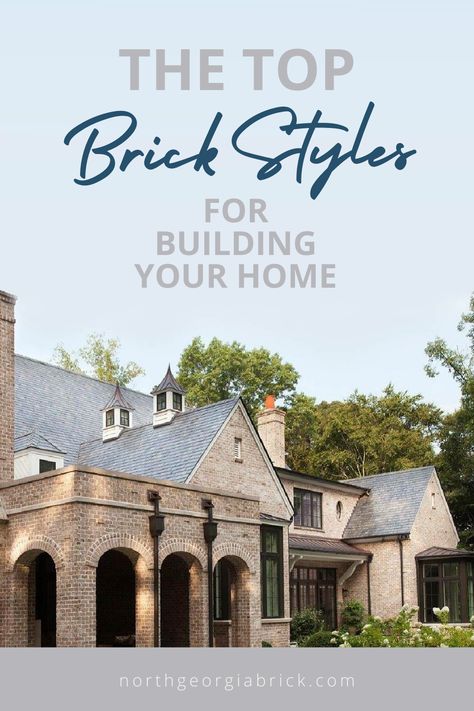 Brick for new home construction or remodeling, building material Cool Brick Houses, Choosing Brick Exterior, Old Style Brick Houses, Brick Arches Exterior Porches, French Provincial Brick Exterior, All Brick Farmhouse Exterior, Stone Exterior Houses French Country, Timeless Brick Exterior, Stone Vs Brick Exterior