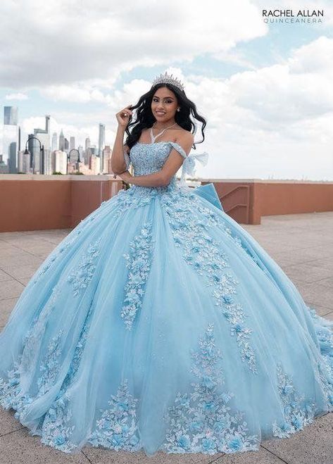 Luxurious Sky Blue Quinceanera Dress Light Blue Quince Dress With Butterflies, Light Blue Quinceanera Dresses Cinderella, Periwinkle Quinceanera Dress, Summer Quinceanera Dresses, Burgundy Quince Dresses, Sweet 16 Dresses Blue, Baby Blue Quinceanera Dresses, Cute Quinceanera Dresses, Sweet 16 Dresses Long