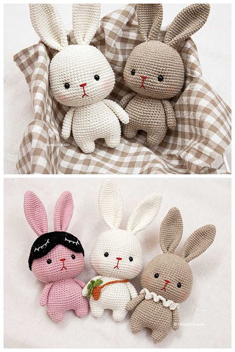 Bunny Mia Amigurumi Crochet Free Pattern Crocheted Stuffed Animals, Amigurumi Crochet Free Pattern, Stitches Crochet, Keychain Crochet, Crochet Bunny Pattern, Easter Crochet Patterns, Pola Amigurumi, Crochet Rabbit, Crochet Animals Free Patterns